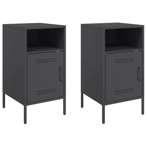 vidaXL Tables de chevet 2 Pièces noir 36x39x68 cm acier laminé à froid