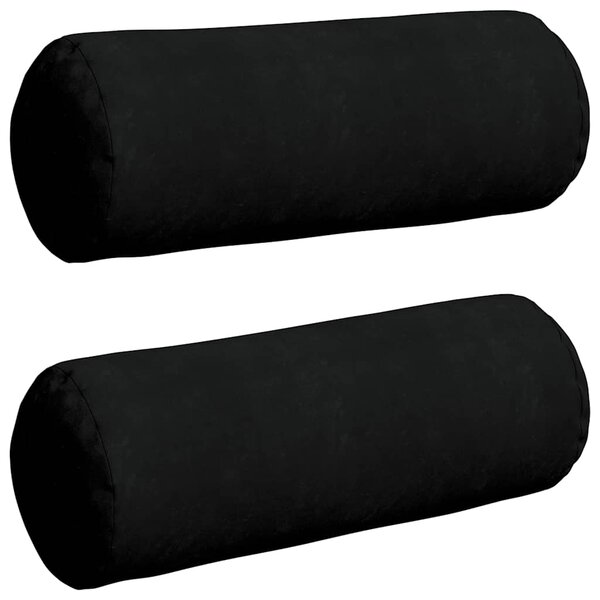 vidaXL Coussins d'accent 2 Pièces Noir Ø 25 x 70 cm Tissu en microfibre