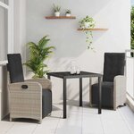 vidaXL Ensemble de salle à manger pour jardin 3 Pièces Gris clair