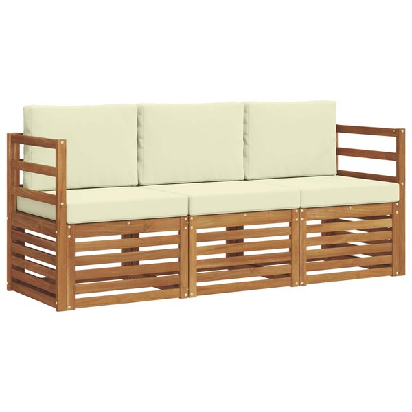 vidaXL Ensembles de canapés 3 pc Naturel et Crème Bois d'Acacia Massif