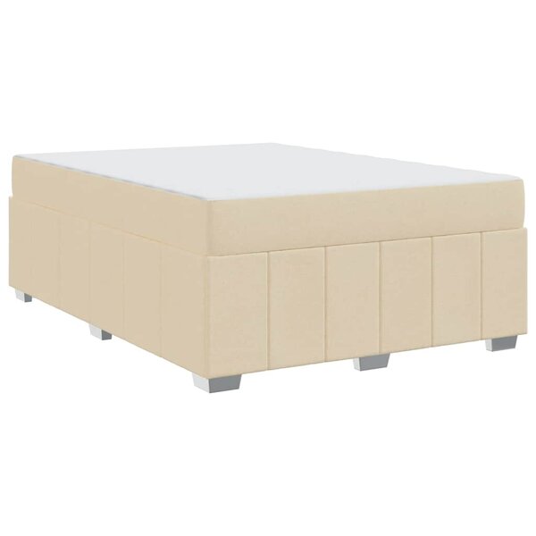 vidaXL Cadre de lit avec matelas Crème 160 x 200 cm tissu