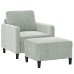 vidaXL Fauteuil avec repose-pied Gris clair 60 cm Velours