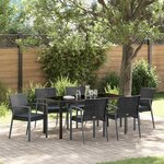 vidaXL Ensemble de salle à manger pour jardin 7 Pièces Noir Poly rotin