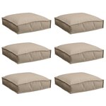 vidaXL Coussin pour assise de palette 6 Pièces Taupe 40 x 40 x 8 cm