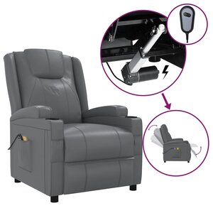 vidaXL Fauteuil de massage électrique Anthracite Similicuir