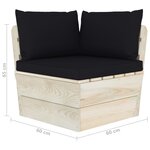 vidaXL Canapé palette à 3 places de jardin avec coussins Bois d'épicéa