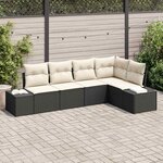 vidaXL Ensemble de canapé de jardin avec coussin 5 Pièces Noir et Crème