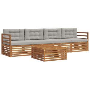 vidaXL Ensemble de canapés d'extérieur 5 pc Gris Naturel et Clair