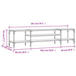 vidaXL Meuble TV noir 201x35x45 cm bois d'ingénierie et fer