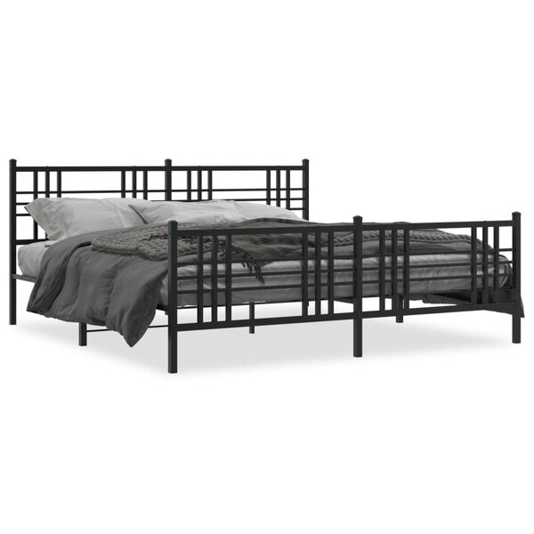 vidaXL Cadre de lit métal sans matelas avec pied de lit noir 183x213cm