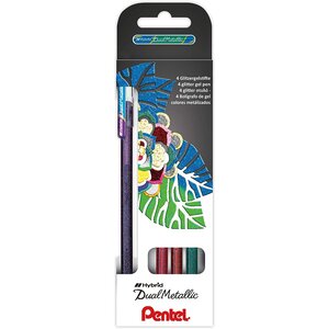 Stylo roller à encre gel hybrid 'dual pen'  étui de 4 pentel