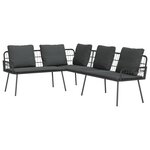 Ensemble de canapé de jardin 4 pièces avec coussins en poly rotin noir