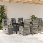 vidaXL Ensemble de salle à manger de jardin de 7 pièces avec coussins en rattan poly gris