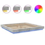 vidaXL Cadre de lit et lumières LED sans matelas gris béton 180x200 cm