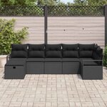 vidaXL Ensemble de Canapés avec coussin 7 Pièces Noir polyrotin