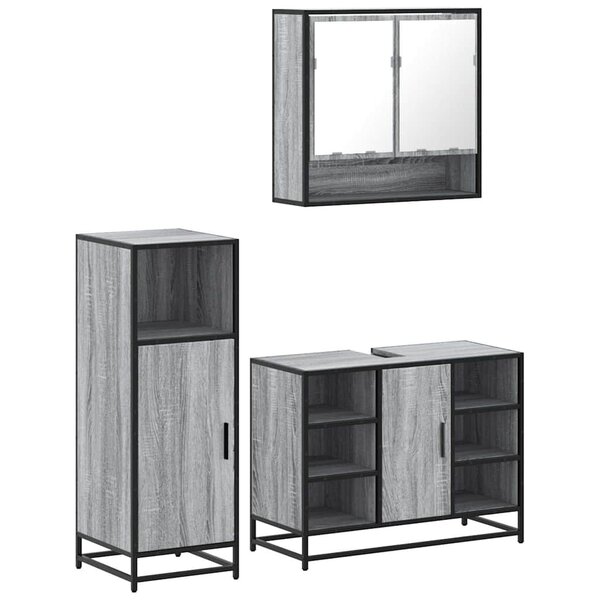 vidaXL Ensemble de meubles de salle de bain 3 Pièces Sonoma gris