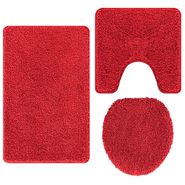 vidaXL Tapis de bain 3 Pièces Rouge 50 x 50 cm Polypropylène