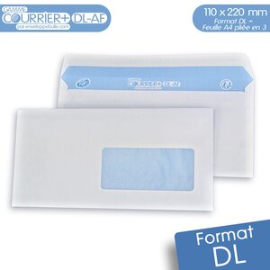 Lot de 500 Enveloppes blanches DL avec FENÊTRE - gamme Courrier+