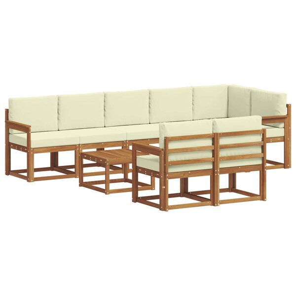 vidaXL Ensemble de canapés d'extérieur 9 pc Naturel et Crème