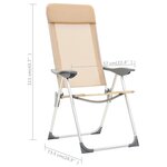 vidaXL Chaises de camping pliables lot de 4 Crème Aluminium