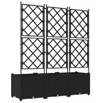 vidaXL Pot de jardin avec treillis 3 Pièces Noir 120x40x143 cm