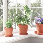vidaXL Pot à fleurs rond 6 Pièces Rouge brique Ø 17 x 14 cm Plastique
