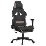 vidaXL Chaise de jeu de massage avec repose-pied Noir et taupe Tissu