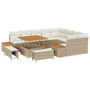 vidaXL Ensemble de canapé de jardin 12 Pièces Beige Poly rotin