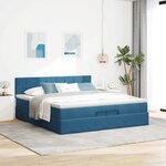 vidaXL Cadre de lit ottoman avec matelas bleu foncé 200x200 cm velours