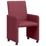 vidaXL Chaises de Salle à Manger avec Roues 2 Pièces Rouge bordeaux