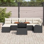 vidaXL Ensemble de canapé de jardin avec coussin 8 Pièces Noir et crème