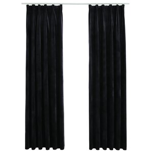 vidaXL Rideaux occultants avec crochets 2 Pièces Velours Noir 140x245 cm