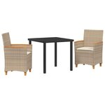 vidaXL Ensemble de salle à manger pour jardin 3 Pièces Beige polyrotin