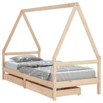 vidaXL Cadre de lit d'enfants et tiroirs 90x190 cm bois de pin massif