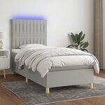 vidaXL Sommier à lattes de lit et matelas et LED Gris clair 80x200 cm