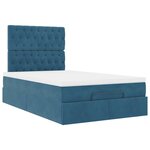 vidaXL Cadre de lit ottoman avec matelas bleu foncé 120x200 cm velours