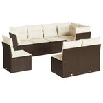 vidaXL Salon de jardin 8 Pièces avec coussins marron résine tressée