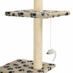 vidaXL Arbre à chat avec griffoirs en sisal 260 cm Beige Motif pattes