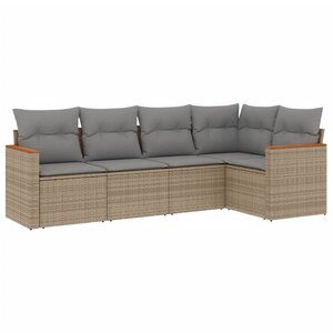 vidaXL Salon de jardin avec coussins 5 Pièces beige résine tressée