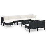 vidaXL Salon de jardin 10 Pièces avec coussins Résine tressée Noir