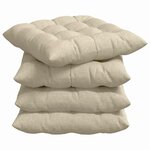 vidaXL Coussins de siège 4 Pièces Crème 40 x 40 x 6 cm tissu