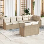 vidaXL Ensemble de canapé de jardin 8 Pièces Beige et blanc Poly rotin