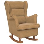 vidaXL Fauteuil à bascule à oreilles en velours marron bois massif