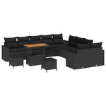 Ensemble de canapés de jardin de 13 pièces avec coussins Noir Poly Rotin