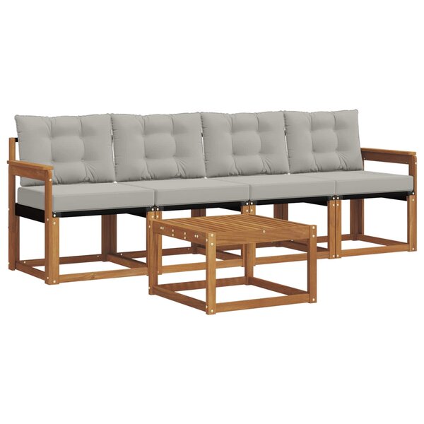 vidaXL Ensemble de canapés d'extérieur 5 pc Gris Naturel et Clair