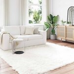 vidaXL Tapis en fausse Tafalla Blanc 240 x 240 cm Polyester