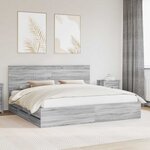 vidaXL Cadre de lit Gris Sonoma 200 x 200 cm Bois Ingénierie