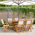 vidaXL Ensemble à manger de jardin 7 Pièces blanc crème tissu bois massif
