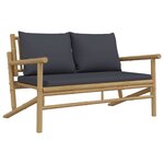 Salon de jardin meuble d'extérieur ensemble de mobilier 4 pièces avec coussins gris foncé bambou 02_0016135