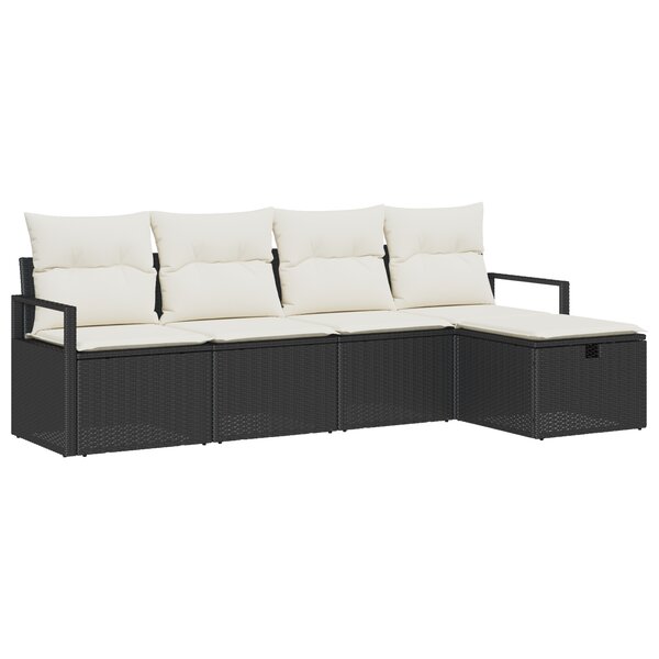 Ensemble de 5 Canapés de Jardin avec Coussins en Poly Rattan Noir